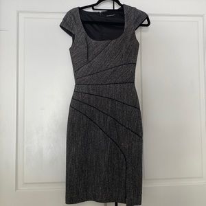 Black Halo Cap Sleeve Tweed Dress Size 2